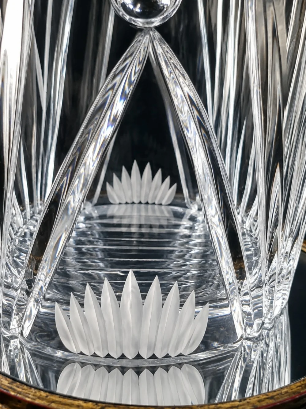 Block of POLAND Solid Lead Crystal With Tulip Etching ICE BUCKET/ VASE